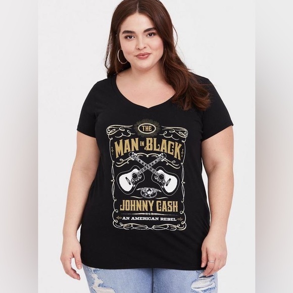torrid Tops - Torrid Johnny Cash V Neck Short Sleeve Tee size 1